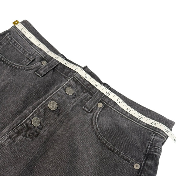 Madewell Rigid Denim A-Line Distressed Black Mini Skirt- Size 28 - Picture 5 of 7